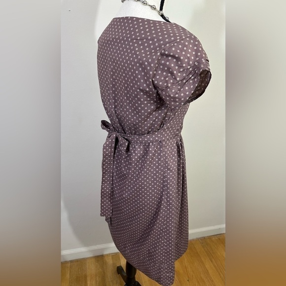 Garnet Hill sz. 4p dress fit and partial flair. Medium brown with a white dot - Picture 3 of 15